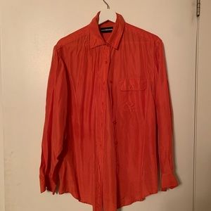 Silk bright orange button down